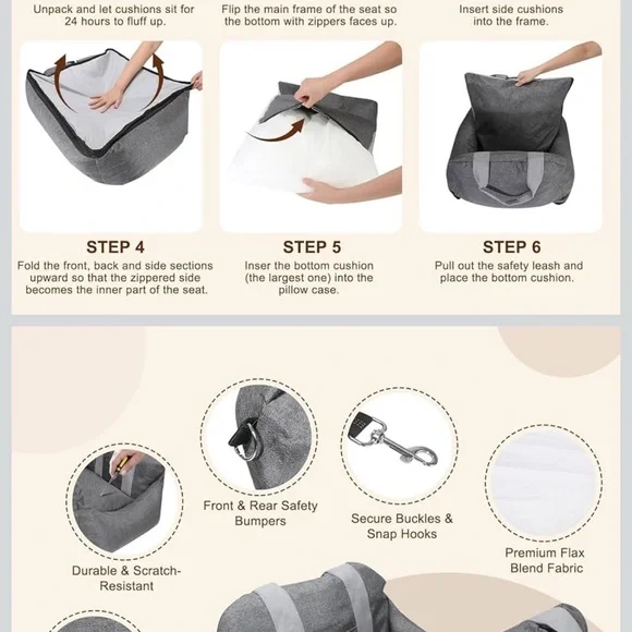 Cozy Gray Pet Bed for Small Pets - Picture 3 of 6